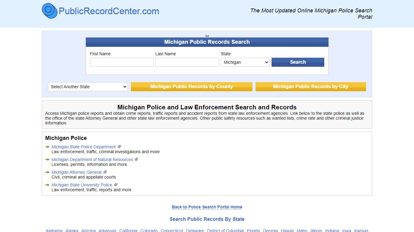 Search Michigan Police Records and Police Departments